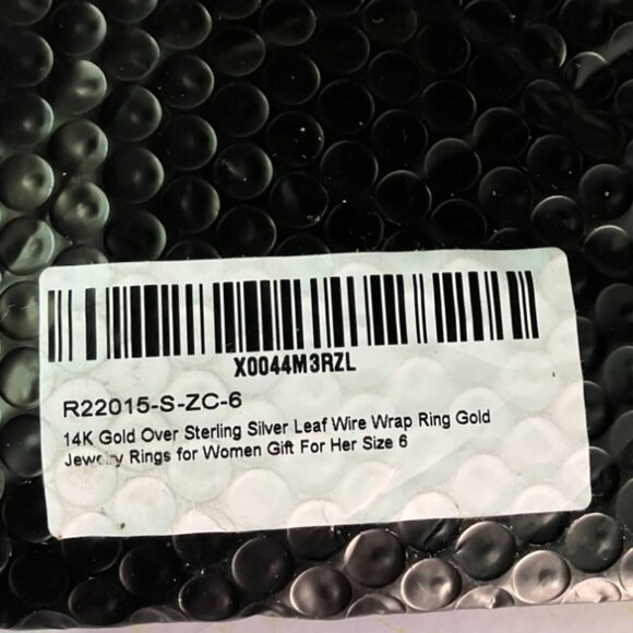 14K Gold Leaf Wire Wrap Ring Size 6 Sterling Silver Women Gift for Her - Picture 6 of 6